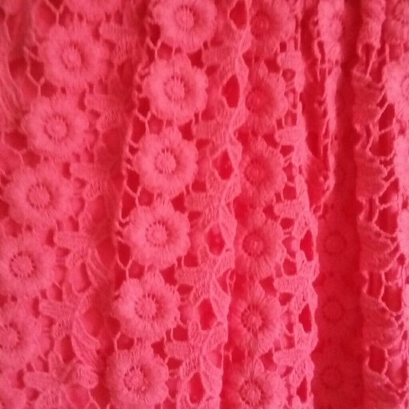 Calvin Klein Lace Accent Halter Dress Coral - Picture 3 of 7